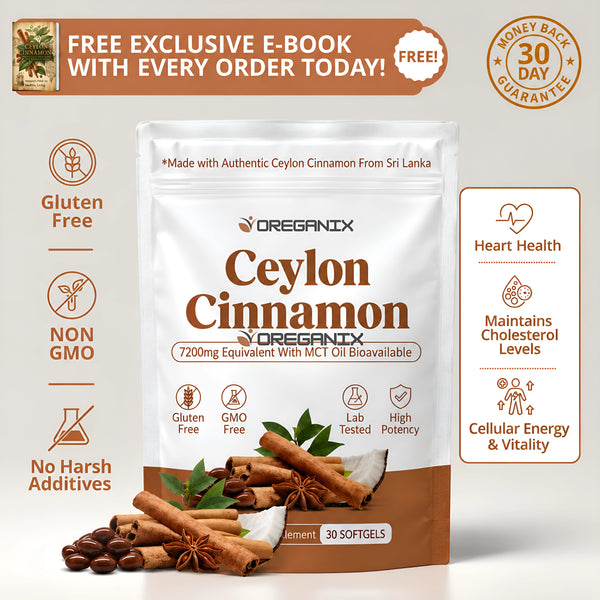 The Oreganix Ceylon Cinnamon Softgels – 7,200 mg Equivalent with MCT Oil