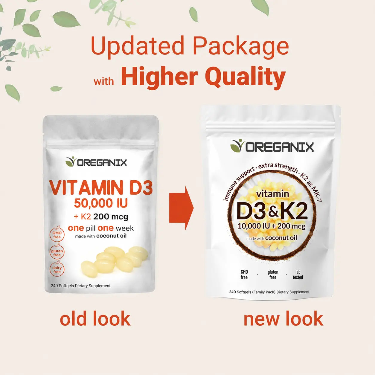 High-Potency Vitamin D3 & K2 Softgels Oreganix™