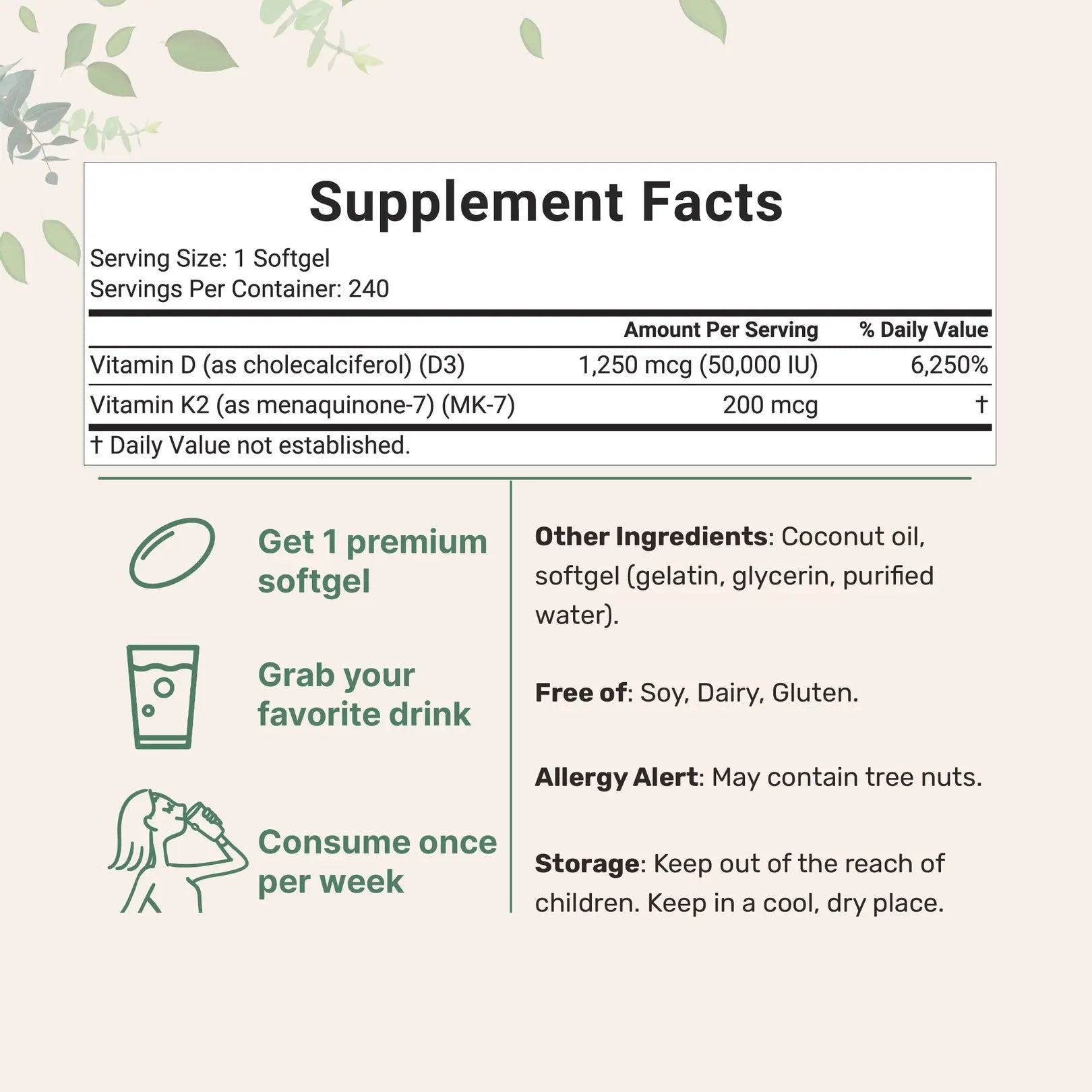 High-Potency Vitamin D3 & K2 Softgels Oreganix™