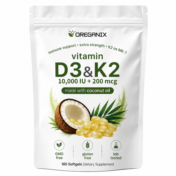The Oreganix Vitamin D3 + K2 (MK-7) Softgels with Coconut MCT Oil