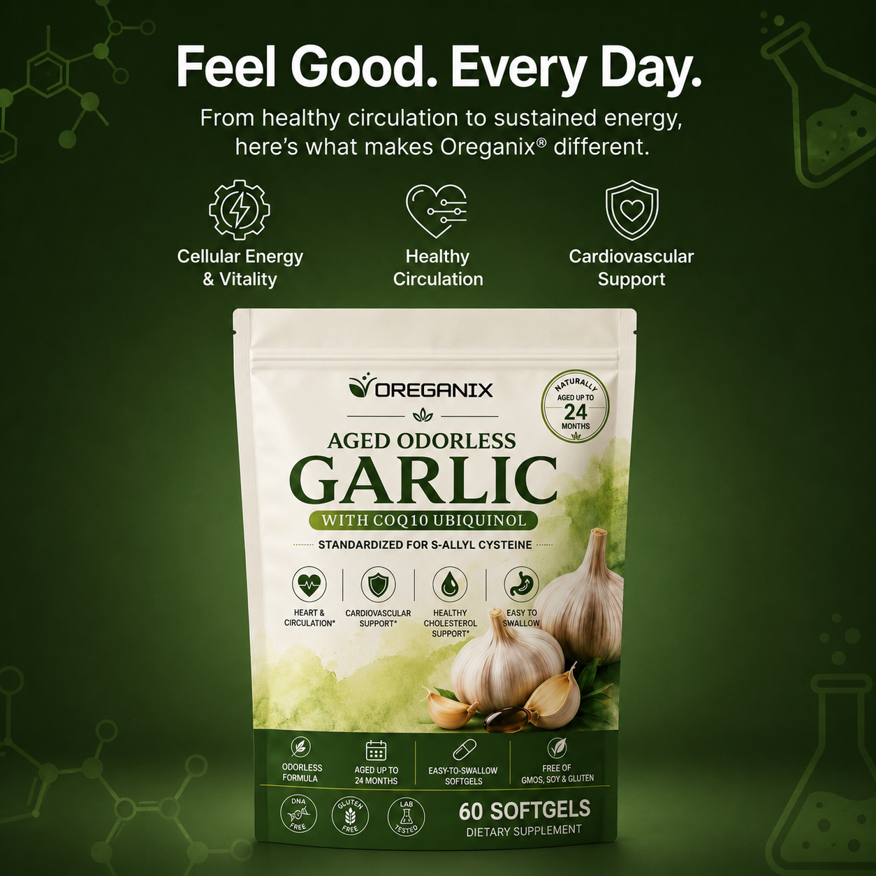 Oreganix™ Aged Odorless Garlic Softgels - Promotes Cardiovascular Vitality